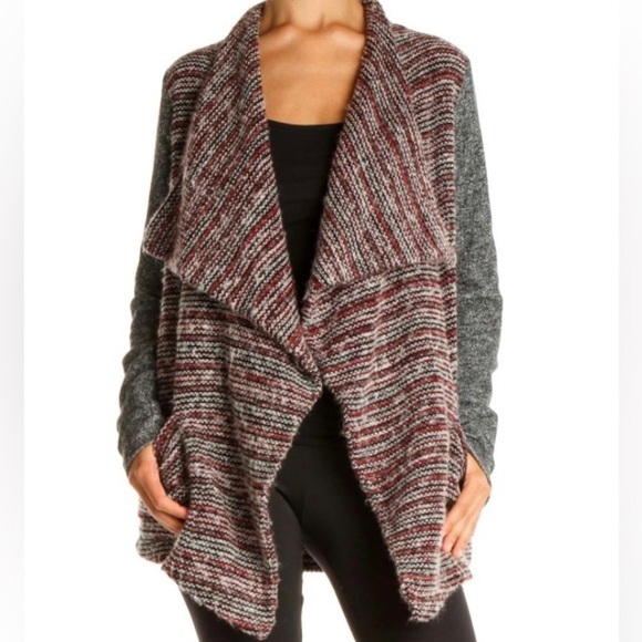 LUCKY Brand Waterfall Cardigan Chunky Knit Open Drape Sweater Wool Blend Cozy - Picture 10 of 14